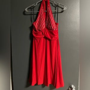 Ladies Red Halter Style Dress